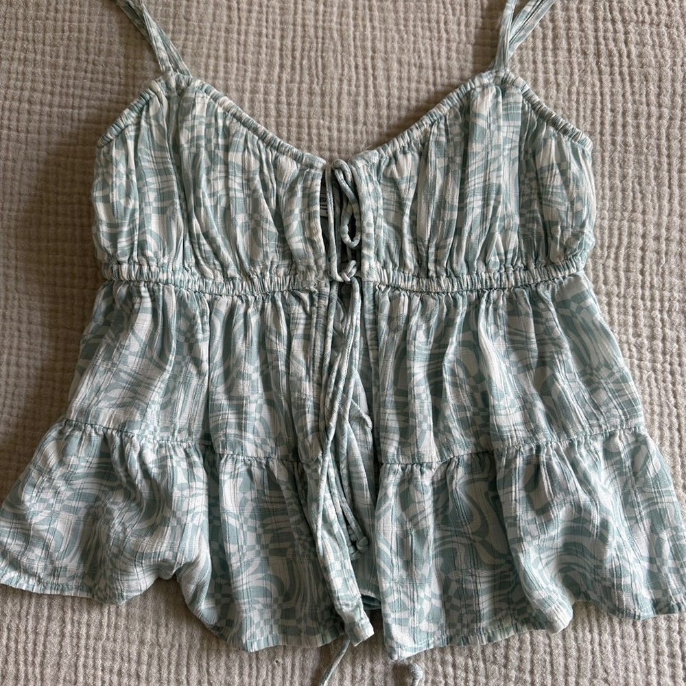American Eagle Smocked Tie Front Cami